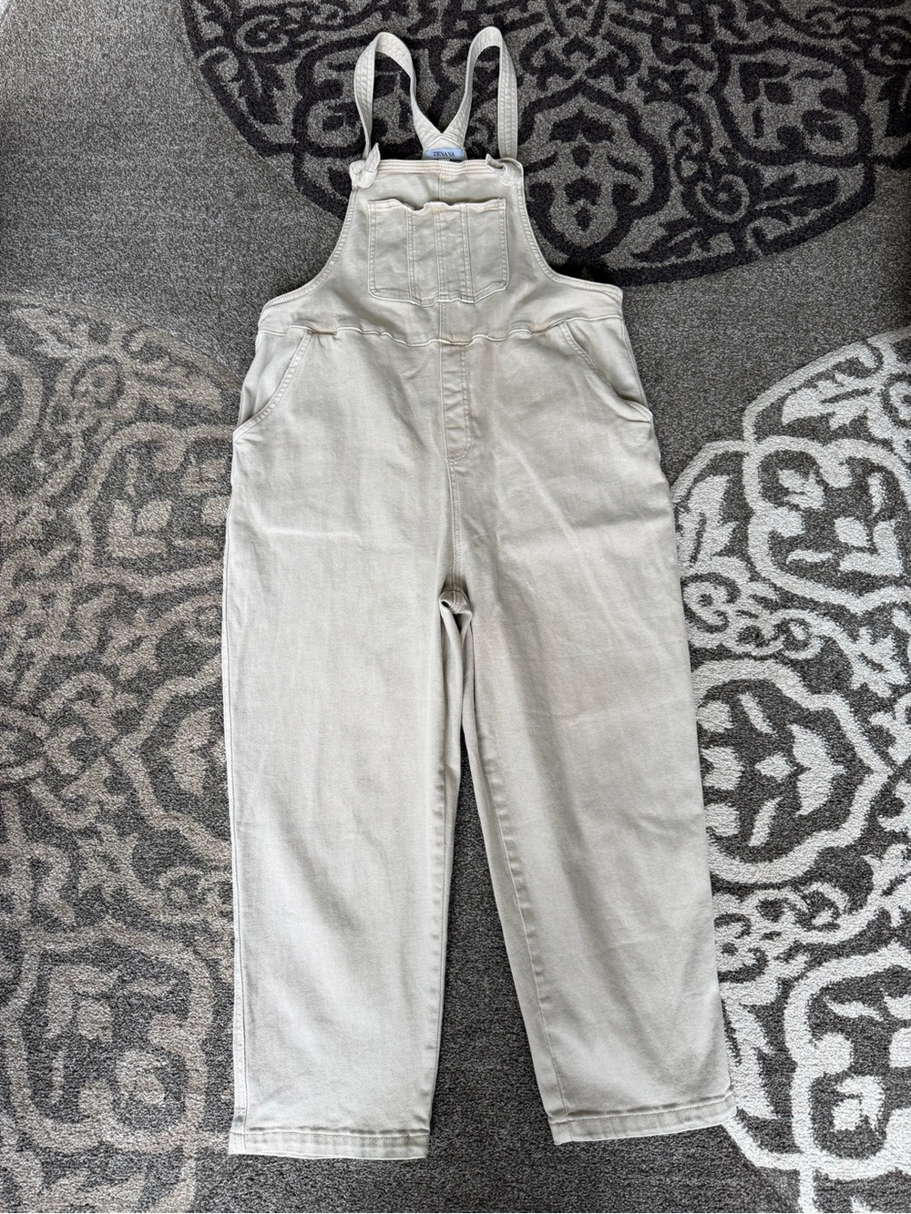 Zenana Outfitters Cream Denim Overalls